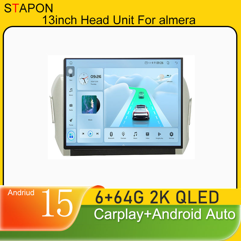 STAPON 13inch 6+64GB for toyota innova 2016-2023 android16 2k 1920x1200p screen carplay android auto 2.5D qled SCREEN quad CORE car android headunit car android stereo WiFi Bluetooth 5.0 GPS FM rear view S132