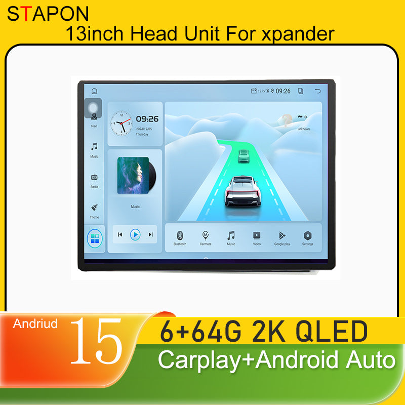 STAPON 13inch 6+64GB for mitsubishi-xpander-2017-2022 Android15 2k 1920x1200p screen carplay android auto 2.5D qled SCREEN quad CORE car android headunit car android stereo WiFi Bluetooth 5.0 GPS FM rear view S132