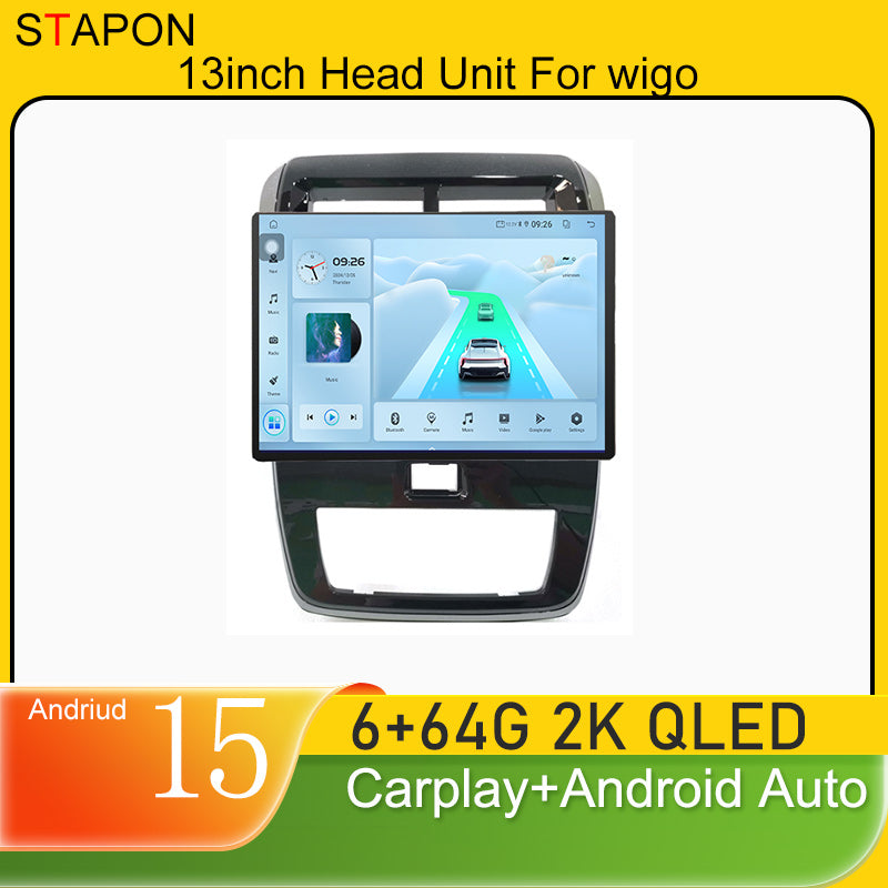 STAPON 13inch 6+64GB for toyota wigo 2020-2022 android16 2k 1920x1200p screen carplay android auto 2.5D qled SCREEN quad CORE car android headunit car android stereo WiFi Bluetooth 5.0 GPS FM rear view S132