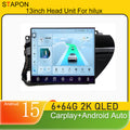 STAPON 13inch 64GB 128GB for toyota hilux 2016-2025 android16 2k 1920x1200p screen carplay android auto 2.5D qled SCREEN quad CORE car android headunit car android stereo WiFi Bluetooth 5.0 GPS FM rear view S132