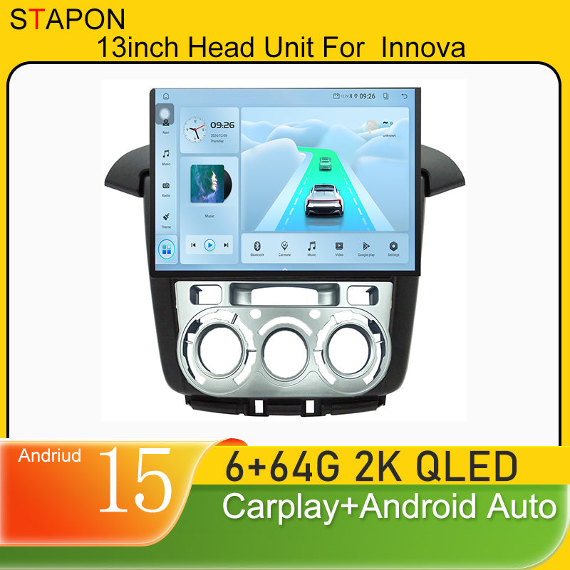 STAPON 13inch 6+64GB for toyota innova 2012-2015 android16 2k 1920x1200p screen carplay android auto 2.5D qled SCREEN quad CORE car android headunit car android stereo WiFi Bluetooth 5.0 GPS FM rear view S132