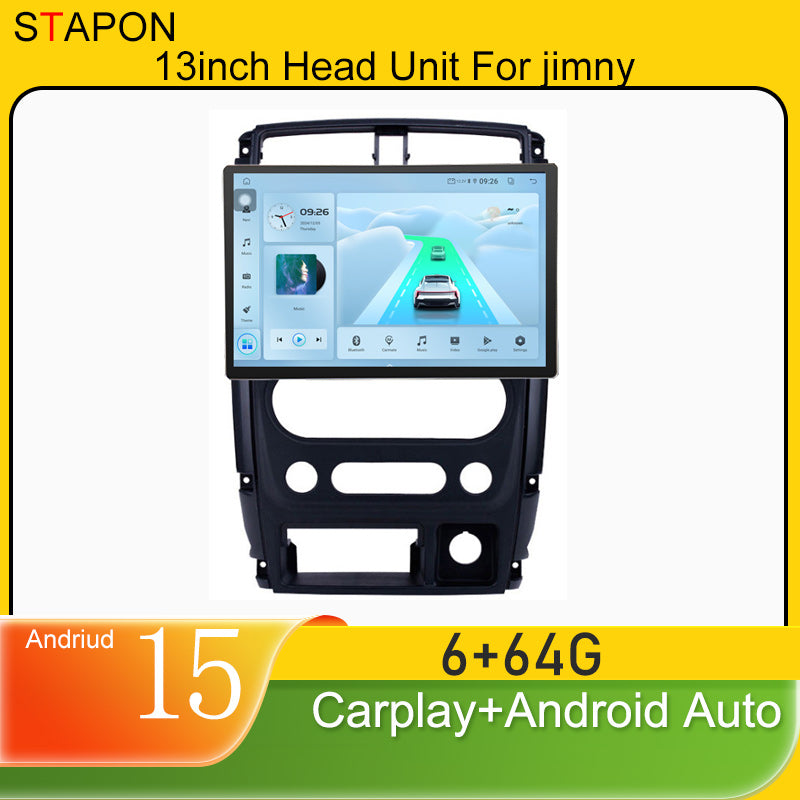 STAPON 13inch 6+64GB for suzuki jimny 2009-2018 android16 2k 1920x1200p screen carplay android auto 2.5D qled SCREEN quad CORE car android headunit car android stereo WiFi Bluetooth 5.0 GPS FM rear view S132