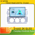 STAPON 13inch 6+64GB for toyota land cruiser fj android16 2k 1920x1200p screen carplay android auto 2.5D qled SCREEN quad CORE car android headunit car android stereo WiFi Bluetooth 5.0 GPS FM rear view S132