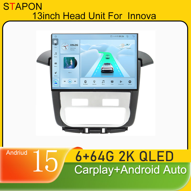 STAPON 13inch 6+64GB for toyota innova 2012-2015 android16 2k 1920x1200p screen carplay android auto 2.5D qled SCREEN quad CORE car android headunit car android stereo WiFi Bluetooth 5.0 GPS FM rear view S132