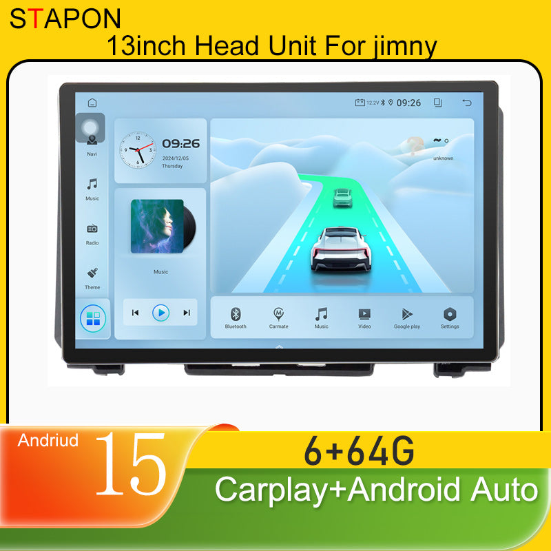 STAPON 13inch 6+64GB for suzuki jimny 2019-2025 android16 2k 1920x1200p screen carplay android auto 2.5D qled SCREEN quad CORE car android headunit car android stereo WiFi Bluetooth 5.0 GPS FM rear view S132