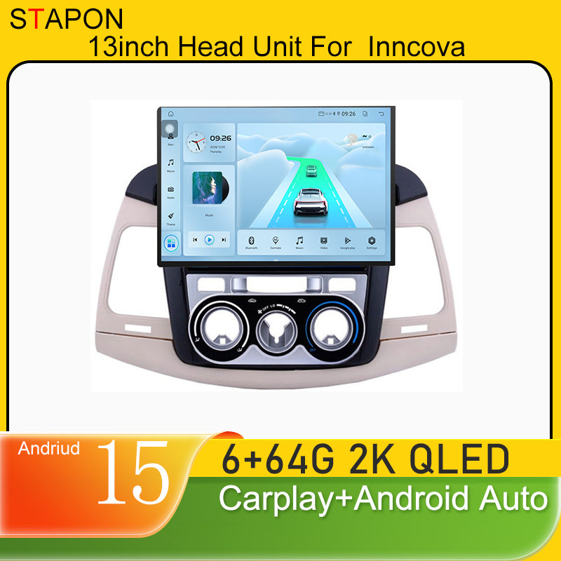 STAPON 13inch 6+64GB for toyota innova 2005-2011 android16 2k 1920x1200p screen carplay android auto 2.5D qled SCREEN quad CORE car android headunit car android stereo WiFi Bluetooth 5.0 GPS FM rear view S132