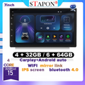 STAPON 7inch 6+64GB android16 carplay android auto voice command 2din car headunit touch screen gps navigation WiFi Bluetooth mirror link steering wheel control rear view tvplus A7