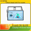 STAPON 13inch 6+64GB for toyota land cruiser android16 2k 1920x1200p screen carplay android auto 2.5D qled SCREEN quad CORE car android headunit car android stereo WiFi Bluetooth 5.0 GPS FM rear view S132