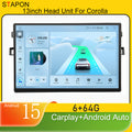STAPON 13inch 6+64GB for toyota corolla 2007-2013 android16 2k 1920x1200p screen carplay android auto 2.5D qled SCREEN quad CORE car android headunit car android stereo WiFi Bluetooth 5.0 GPS FM rear view S132