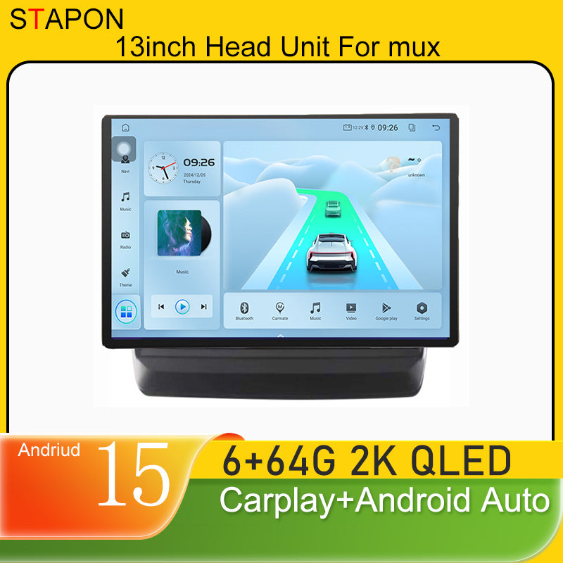 STAPON 13inch 6+64GB for isuzu dmax mux 2020-2024 android16 2k 1920x1200p screen carplay android auto 2.5D qled SCREEN quad CORE car android headunit car android stereo WiFi Bluetooth 5.0 GPS FM rear view S132