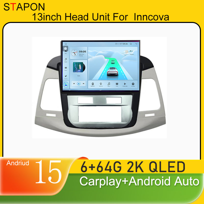 STAPON 13inch 6+64GB for toyota innova 2005-2011 android16 2k 1920x1200p screen carplay android auto 2.5D qled SCREEN quad CORE car android headunit car android stereo WiFi Bluetooth 5.0 GPS FM rear view S132