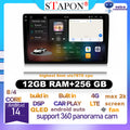 STAPON 9inch 10inch 12GB RAM 256GB ROM android16 2K 2000X1200P car android headunit stereo 4G WIFI QLED DSP DTS 360camera bluetooth 5.0 carplay android auto mirror link player uis7870 6nm cpu