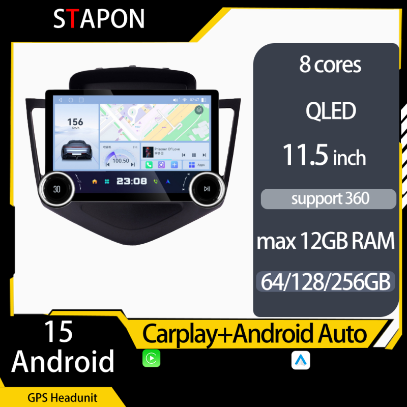 STAPON 11.5inch 64GB 128GB for chevrolet cruze 2009-2013 android16 1920x1200p 2k screen carplay android auto 8CORE support 360camera car android headunit stereo 4g WiFi Bluetooth 5.0 GPS am FM rear view S115