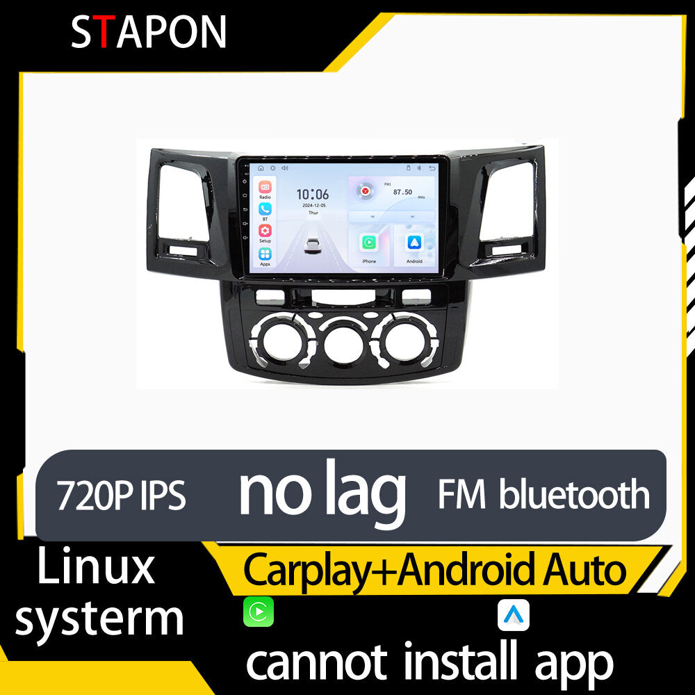 STAPON 9inch for toyota fortuner 2005-2015 linux mp5 with carplay android auto fm 1280x720p ips screen mirror link touch screen steering control L5
