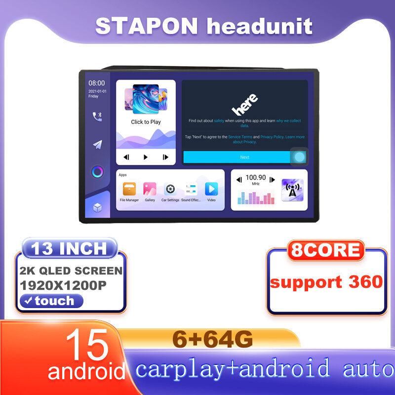 STAPON 13inch 6+64G for mitsubishi xpander 2023-2025 android16 1920x1200p 2k screen carplay android auto OCTA CORE support 360camera car android headunit car android stereo WiFi Bluetooth 5.0 GPS FM rear view S133