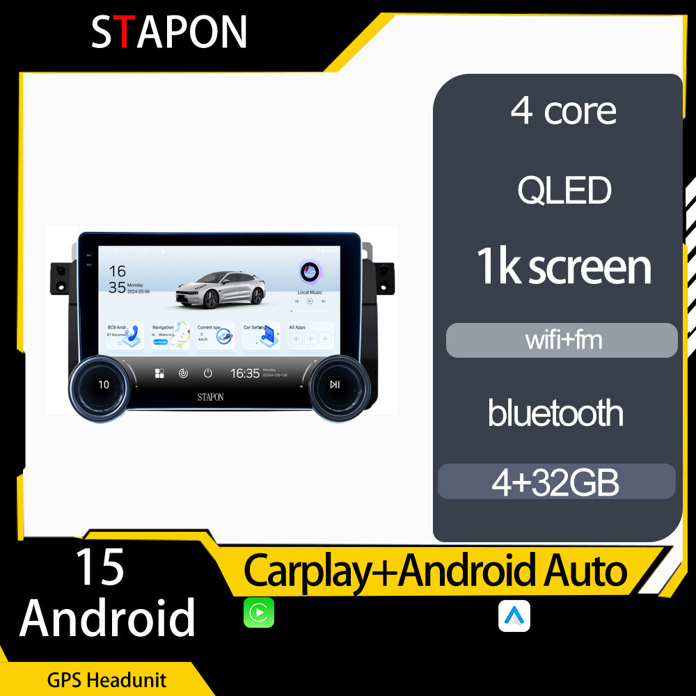 STAPON 10.5inch 4+32GB for  bmw e46 android16 carplay android auto 2.5D qled 1k SCREEN quad CORE car android head unit stereo WiFi Bluetooth GPS FM rear view S105