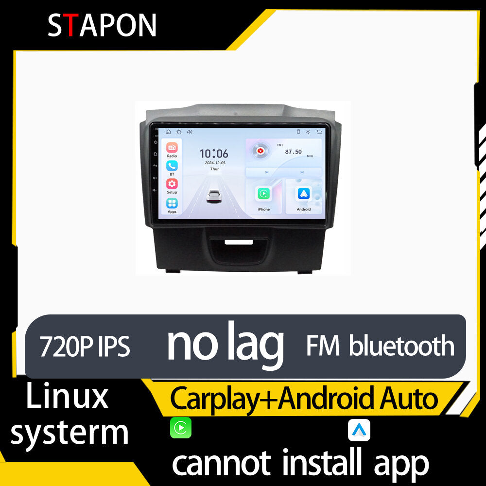 STAPON 9inch for dmax 2017-2019 linux mp5 with carplay android auto fm 1280x720p ips screen mirror link touch screen steering control L5