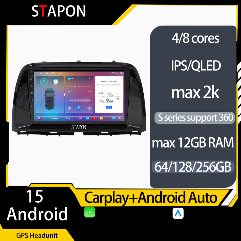 STAPON 9inch for mazda CX5 2012-2019 android16 64 128 256GB 2k QLED IPS voice command carplay android auto OCTA CORE DSP 4G LTE 360camera DASHCAM car stereo android HEAD UNIT plug play WiFi Bluetooth GPS