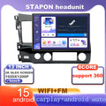 STAPON 13inch 6+64G for honda civic 2006-2011 android16 1920x1200p 2k screen carplay android auto OCTA CORE support 360camera car android headunit car android stereo WiFi Bluetooth 5.0 GPS FM rear view S133