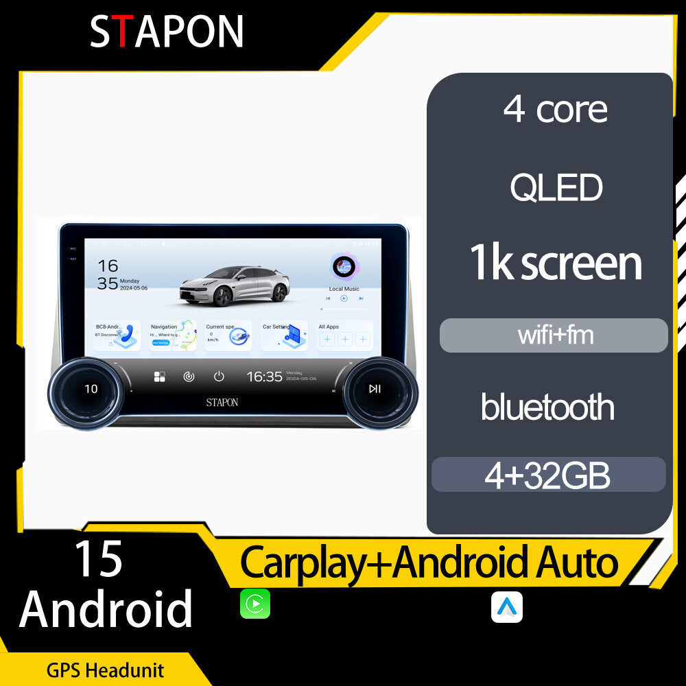 STAPON 10.5inch 4+32GB for toyota wish android16 carplay android auto 2.5D qled 1k SCREEN quad CORE car android head unit stereo WiFi Bluetooth GPS FM rear view S105