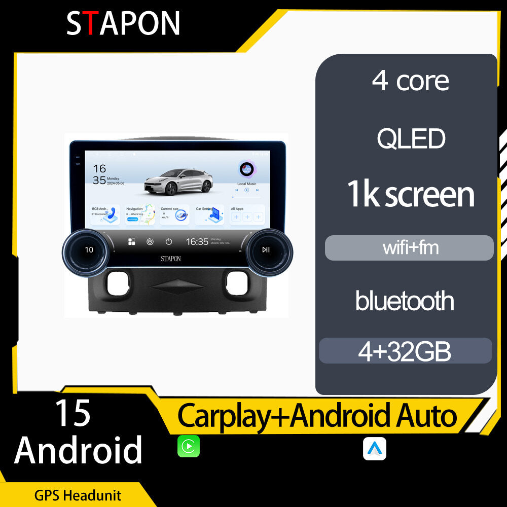 STAPON 10.5inch 4+32GB for ford escape 2007-2012 android16 carplay android auto 2.5D qled 1k SCREEN quad CORE car android head unit stereo WiFi Bluetooth GPS FM rear view S105