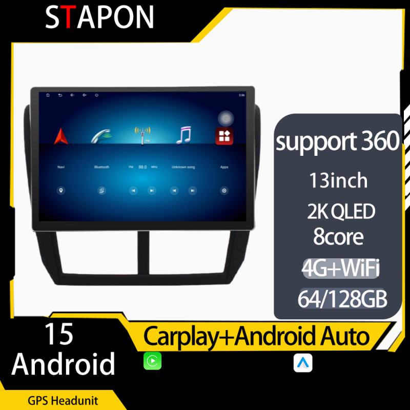 STAPON 13inch 64GB 128GB for  forester 2008-2012  android16 1920x1200p 2k screen carplay android auto OCTA CORE support 360camera car android headunit car android stereo WiFi Bluetooth 5.0 GPS FM rear view S133