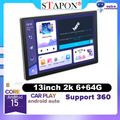 STAPON 13inch 6+64G android16 1920x1200p 2k screen carplay android auto OCTA CORE support 360camera car android headunit car android stereo WiFi Bluetooth 5.0 GPS FM rear view S13