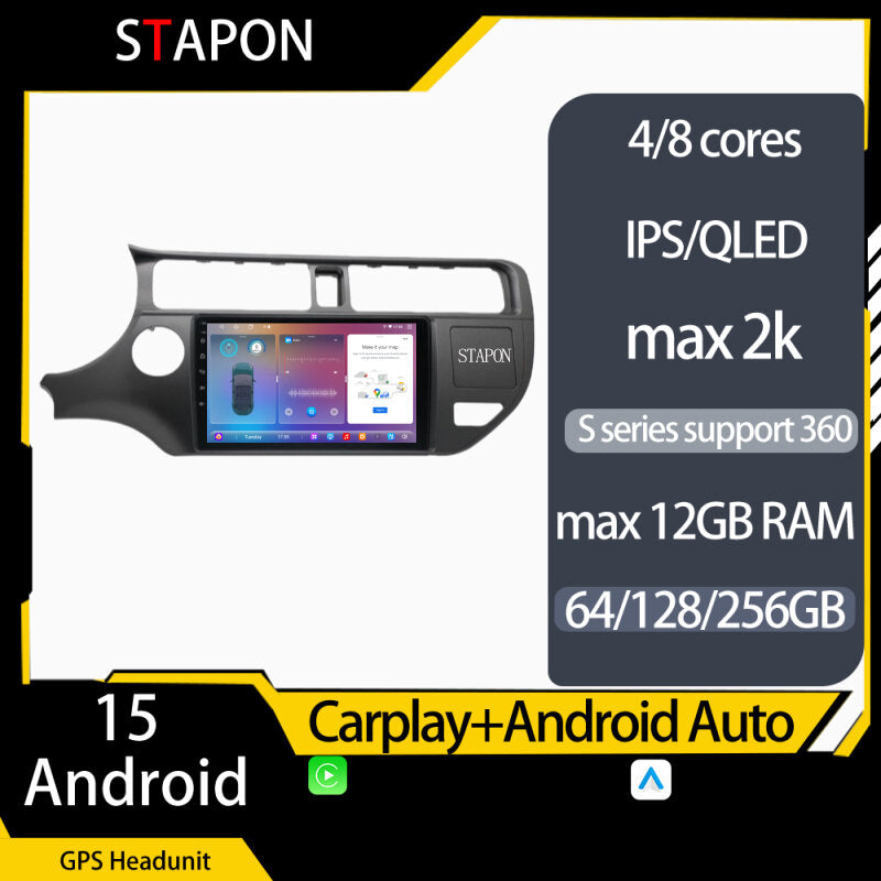 STAPON for kia rio android16 64 128 256GB 9inch carplay android auto 4G DSP 360camera car android stereo android HEAD UNIT multimedia player with WiFi Bluetooth GPS steering wheel control rear view