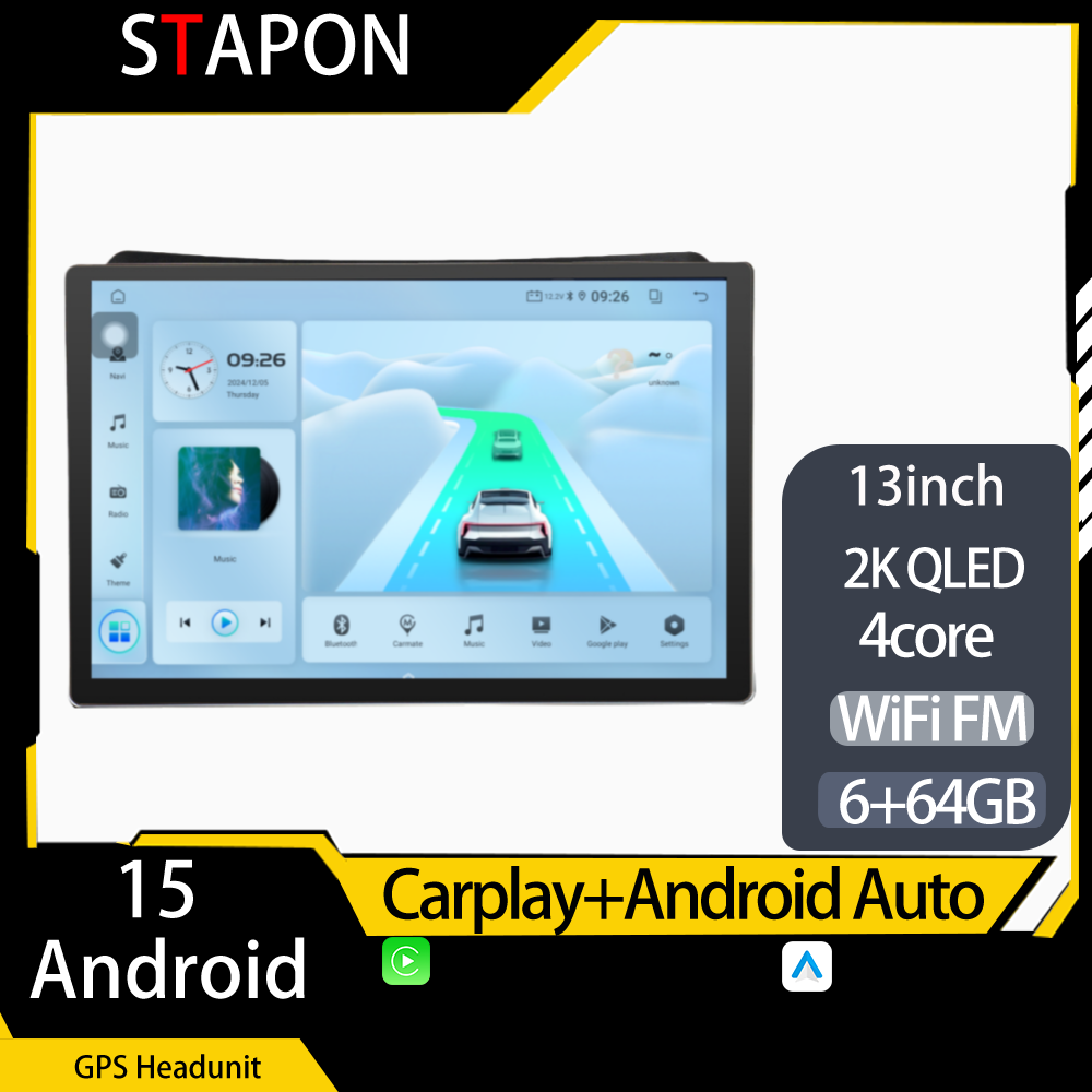 STAPON 13inch 64GB 128GB for sorento 2013-2014  android16 2k 1920x1200p screen carplay android auto 2.5D qled SCREEN quad CORE car android headunit car android stereo WiFi Bluetooth 5.0 GPS FM rear view S132