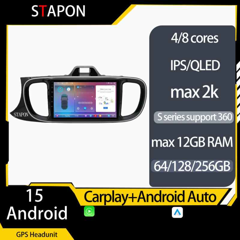 STAPON for kia pegas soluto 2017-2020 android16 64 128 256GB voice command 9inch QLED IPS SCREEN OCTA CORE DSP 4G LTE carplay android auto 360camera dashcam car stereo navigation HEAD UNIT plug play WiFi Bluetooth GPS rear view