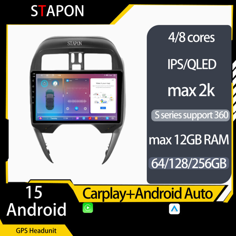 STAPON 10inch for Nissan almera 2016-2021 android16 64 128 256GB 2k QLED IPS OCTA CORE carplay android auto DSP 4G LTE 360camera dashcam car stereo android HEAD UNIT plug play WiFi Bluetooth GPS