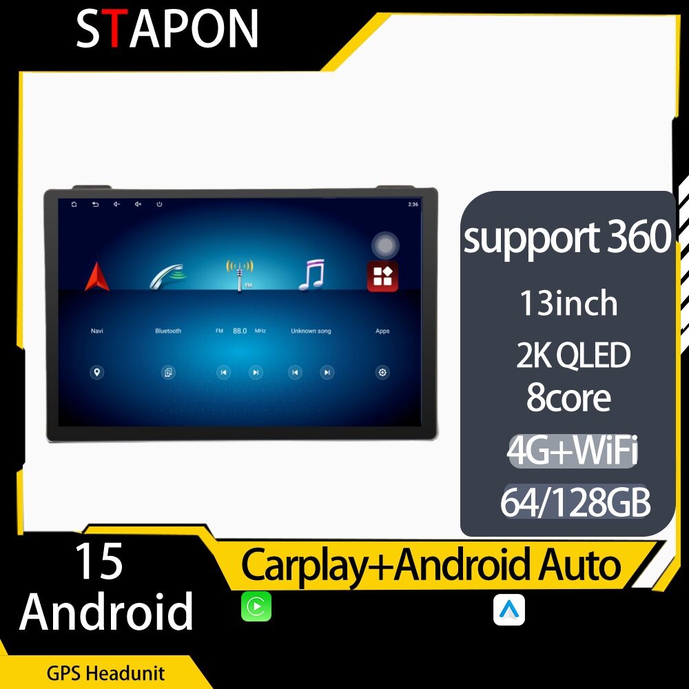STAPON 13inch 64GB 128GB for prado 2004-2008 android16 1920x1200p 2k screen carplay android auto OCTA CORE support 360camera car android headunit car android stereo WiFi Bluetooth 5.0 GPS FM rear view S133