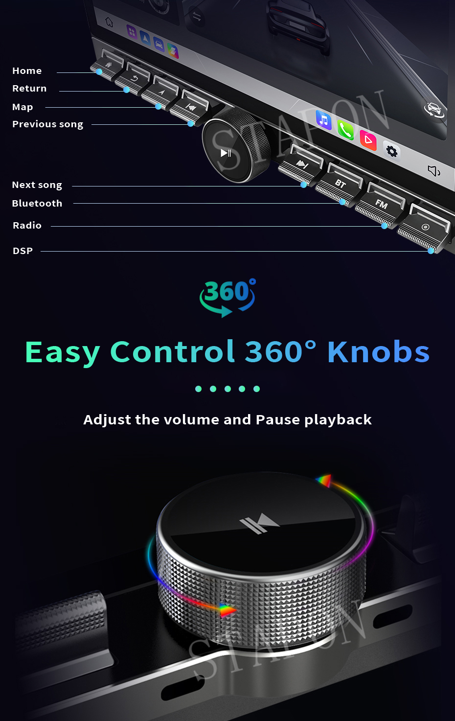 STAPON 13inch 64 128 256GB android16 2k 1920x1200p 2k screen carplay android auto OCTA CORE 4G DSP support 360camera car android headunit car android stereo WiFi Bluetooth 5.0 GPS AM FM RDS rear view 2din S13