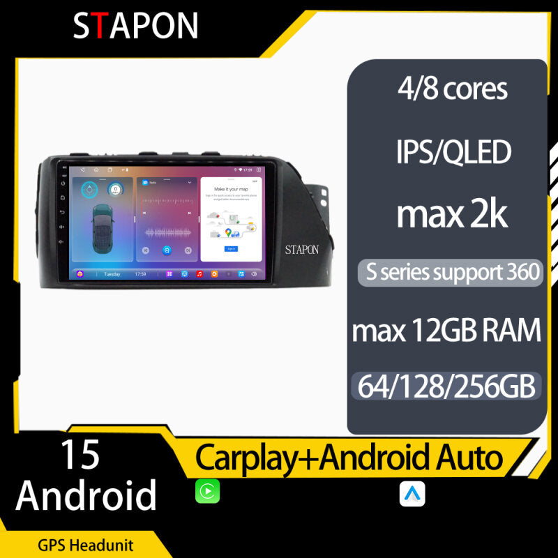 STAPON 9inch for hyundai reina Android16 64 128 256GB voice command 2.5D 2k QLED ips screen OCTA CORE DSP 4G LTE carplay Android auto 360camera dashcam car stereo android head unit plug play GPS rear view mirror link AM AM Bluetooth