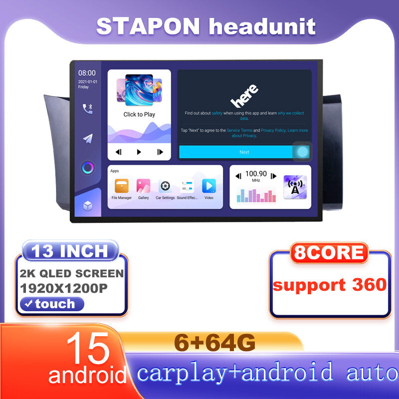 STAPON 13inch 6+64G for toyota 86 android16 1920x1200p 2k screen carplay android auto OCTA CORE support 360camera car android headunit car android stereo WiFi Bluetooth 5.0 GPS FM rear view S133