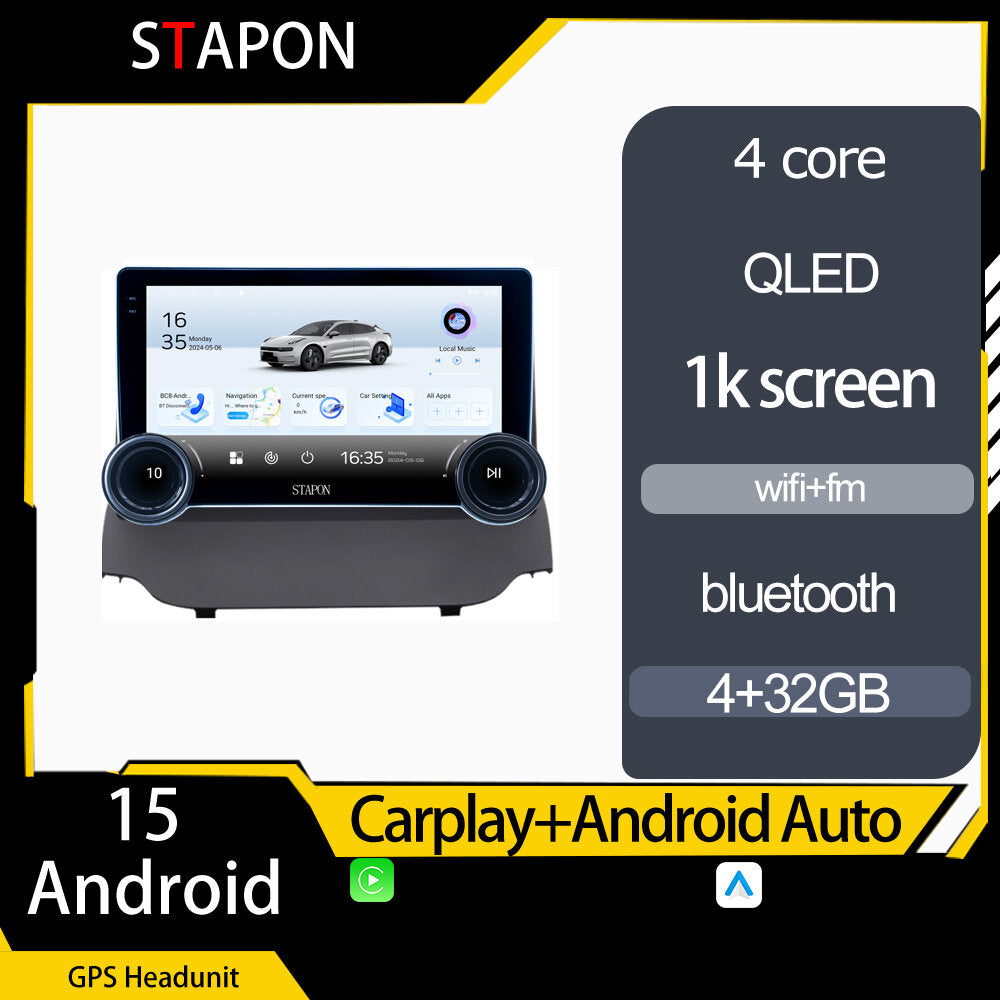 STAPON 10.5inch 4+32GB for ford ecosport 2013-2017 android16 carplay android auto 2.5D qled 1k SCREEN quad CORE car android head unit stereo WiFi Bluetooth GPS FM rear view S105