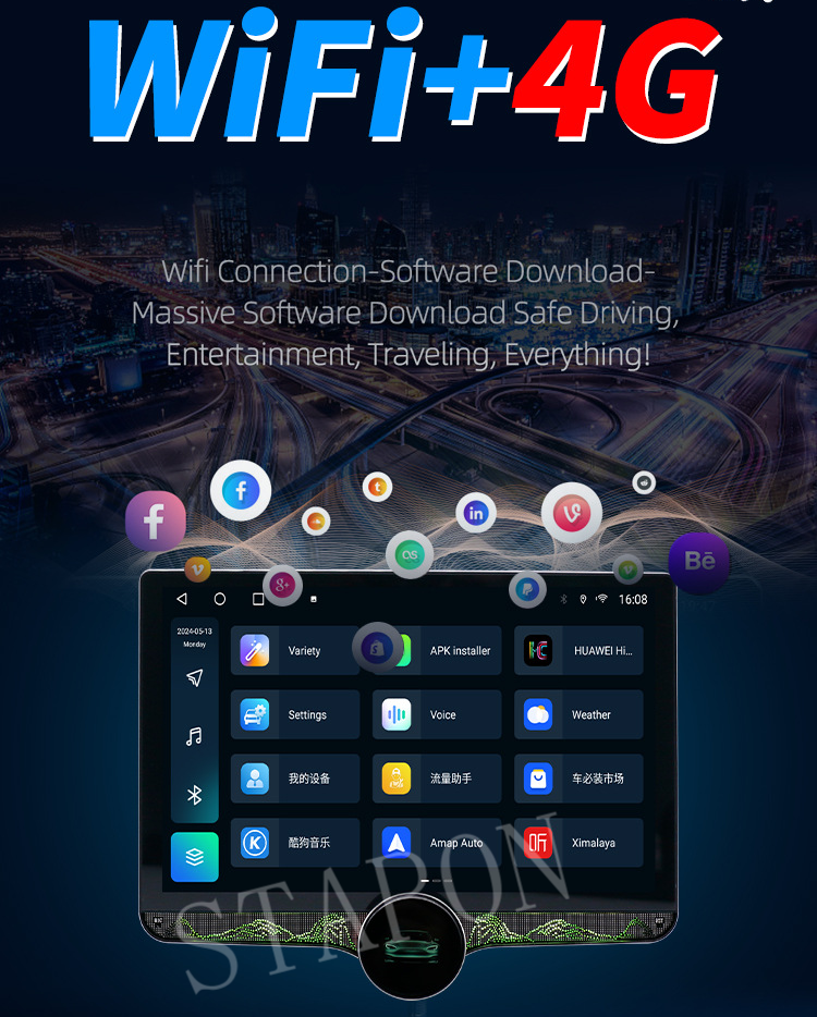 STAPON 11.5inch 64GB QLED screen 4G DSP AM FM carplay android auto 360panorama car android head unit stereo bluetooth wifi steering control rear view 2din s115