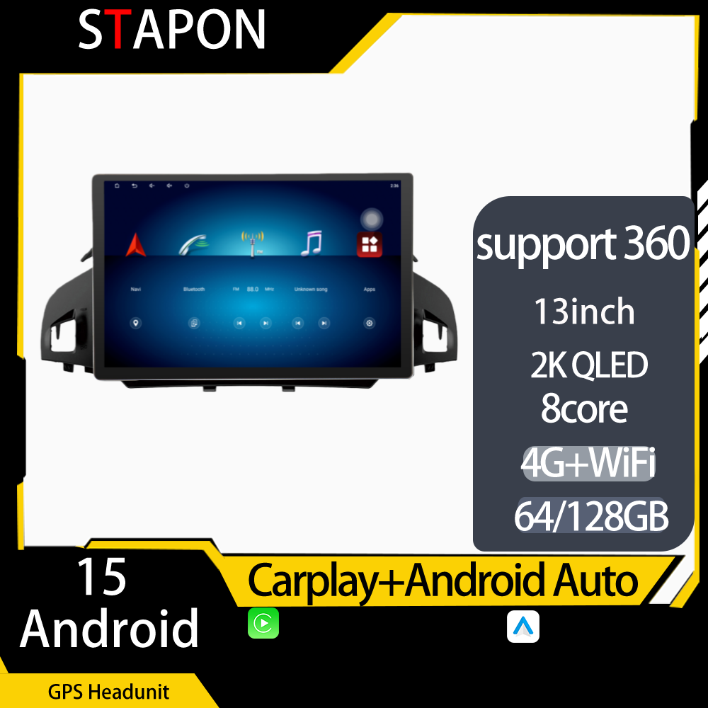 STAPON 13inch 64GB 128GB for Kuga 2013-2017 android16 1920x1200p 2k screen carplay android auto OCTA CORE support 360camera car android headunit car android stereo WiFi Bluetooth 5.0 GPS FM rear view S133