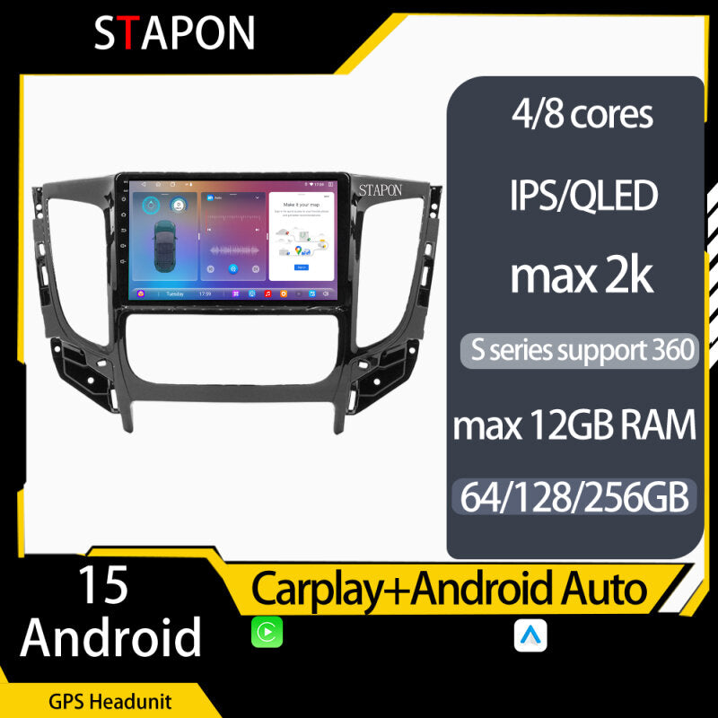 STAPON 9inch for Mitsubishi montero 2016-2019 Android16 64 128 256GB QLED IPS carplay android auto OCTA CORE DSP 4G LTE 360camera DASHCAM car stereo navigation HEAD UNIT plug play WiFi Bluetooth GPS