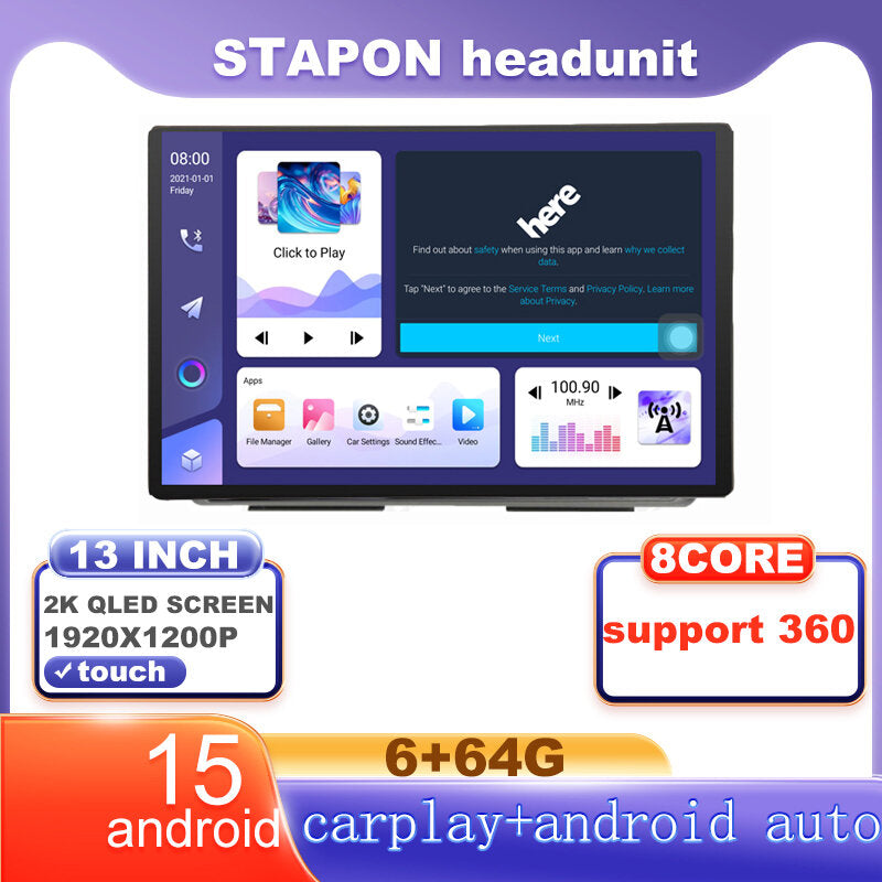 STAPON 13inch 6+64G for hyundai creta android16 1920x1200p 2k screen carplay android auto OCTA CORE support 360camera car android headunit car android stereo WiFi Bluetooth 5.0 GPS FM rear view S133