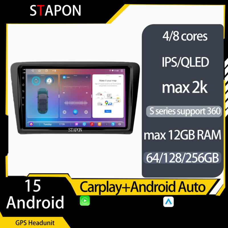 STAPON 9inch for Volkswagen Santana android16 64 128 256GB voice command 2.5D 2K QLED ips SCREEN OCTA CORE carplay android auto DSP 4G LTE 360camera dashcam car stereo android HEAD UNIT plug play WiFi Bluetooth GPS