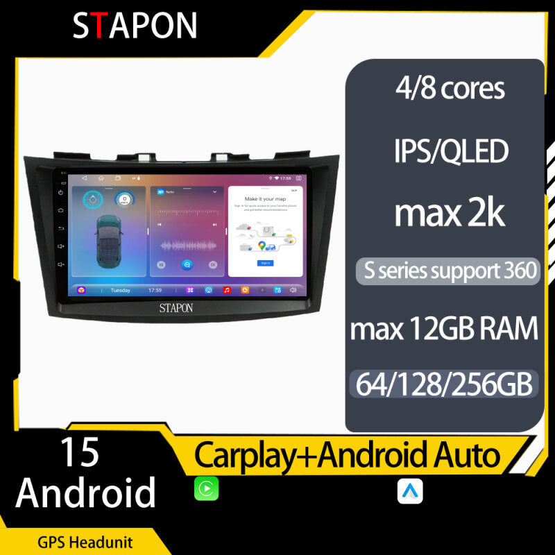 STAPON 9inch for Suzuki ertiga swift 2012-2018 android16 64 128 256GB 2k QLED IPS voice command carplay android auto OCTA CORE DSP 4G LTE 360camera dashcam car stereo android HEAD UNIT plug play WiFi Bluetooth GPS