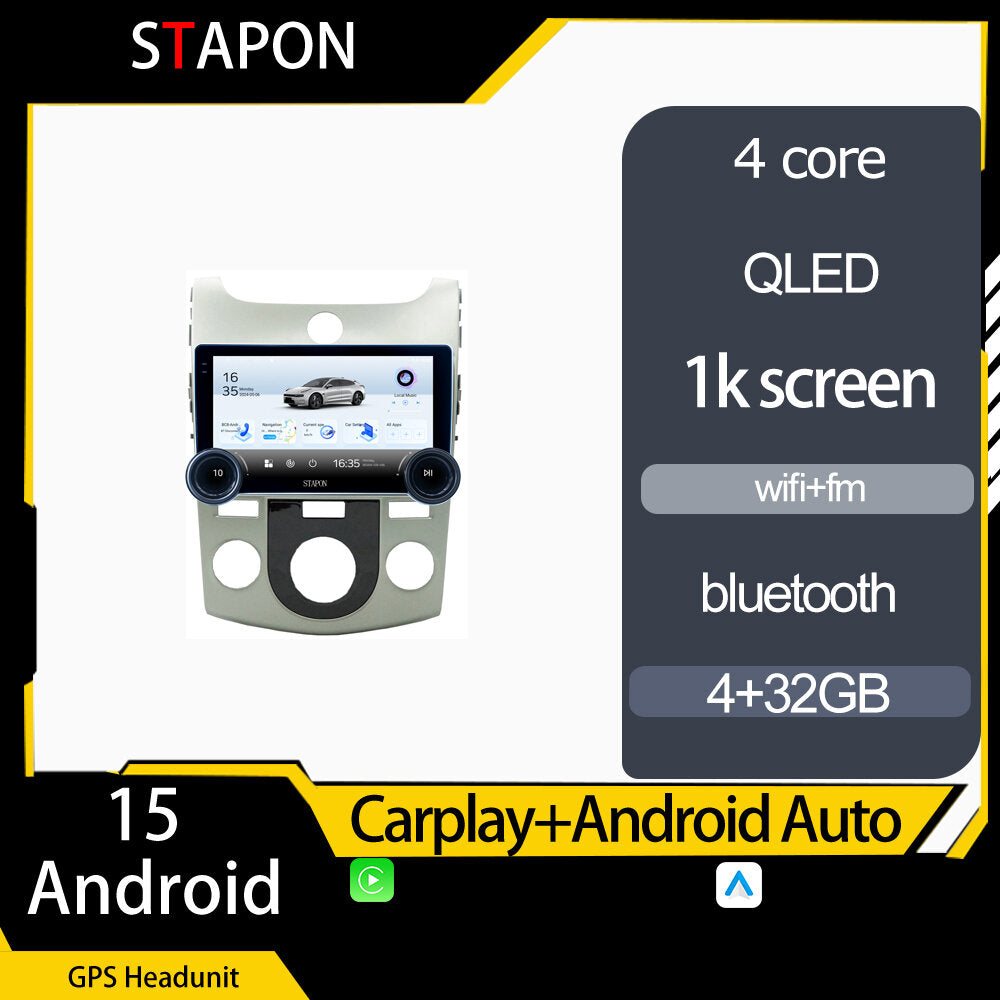 STAPON 10.5inch 4+32GB for kia forte 2010-2017 android16 carplay android auto 2.5D qled 1k SCREEN quad CORE car android head unit stereo WiFi Bluetooth GPS FM rear view S105