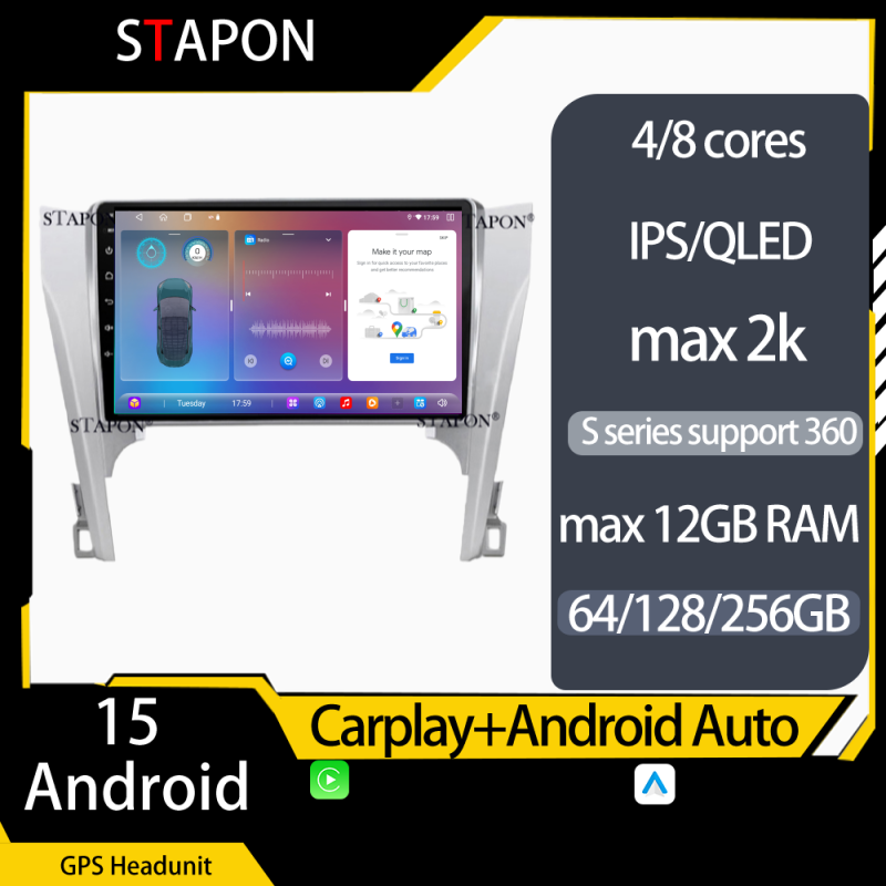 STAPON for toyota camry 2012-2015 android16 64 128 256GB 10inch QLED OCTA CORE DSP 4G LTE carplay android auto 360camera dashcam car stereo android HEAD UNIT plug play WiFi Bluetooth GPS rear view