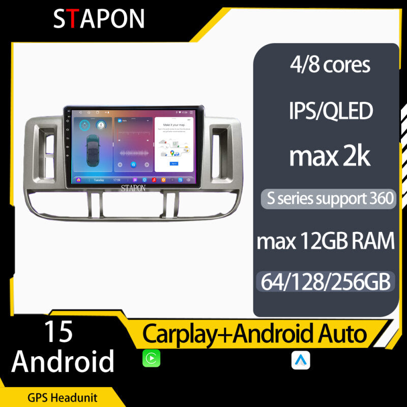 STAPON for nissan xtrail 2002-2006 android16 64 128 256GB QLED IPS carplay android auto OCTA CORE DSP 4G LTE 360camera dashcam car stereo android head unit plug and play with GPS Bluetooth
