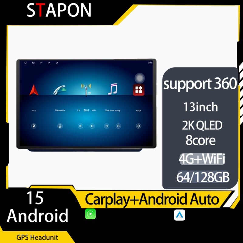 STAPON 13inch 64GB 128GB for mobilio brio 2011-2016  android16 1920x1200p 2k screen carplay android auto OCTA CORE support 360camera car android headunit car android stereo WiFi Bluetooth 5.0 GPS FM rear view S133