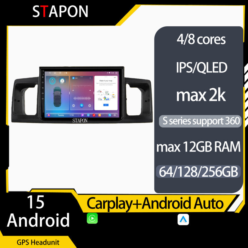 STAPON 9inch for Toyota corolla 2002-2006 android16 64 128 256GB 2k QLED IPS voice command carplay android auto OCTA CORE DSP 4G LTE 360camera dashcam car android HEAD UNIT plug play WiFi Bluetooth GPS rear view
