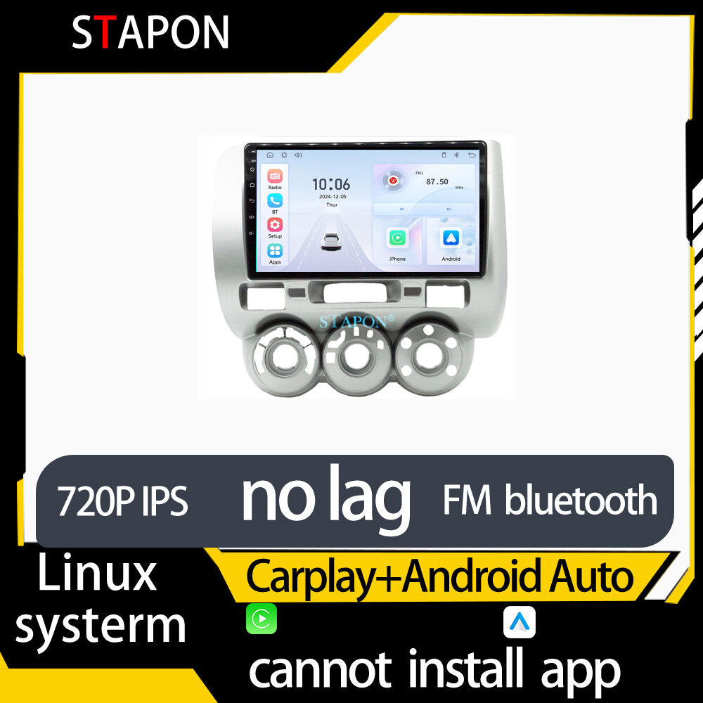 STAPON 9inch for honda jazz 2004-2007 linux mp5 with carplay android auto fm 1280x720p ips screen mirror link touch screen steering control L5