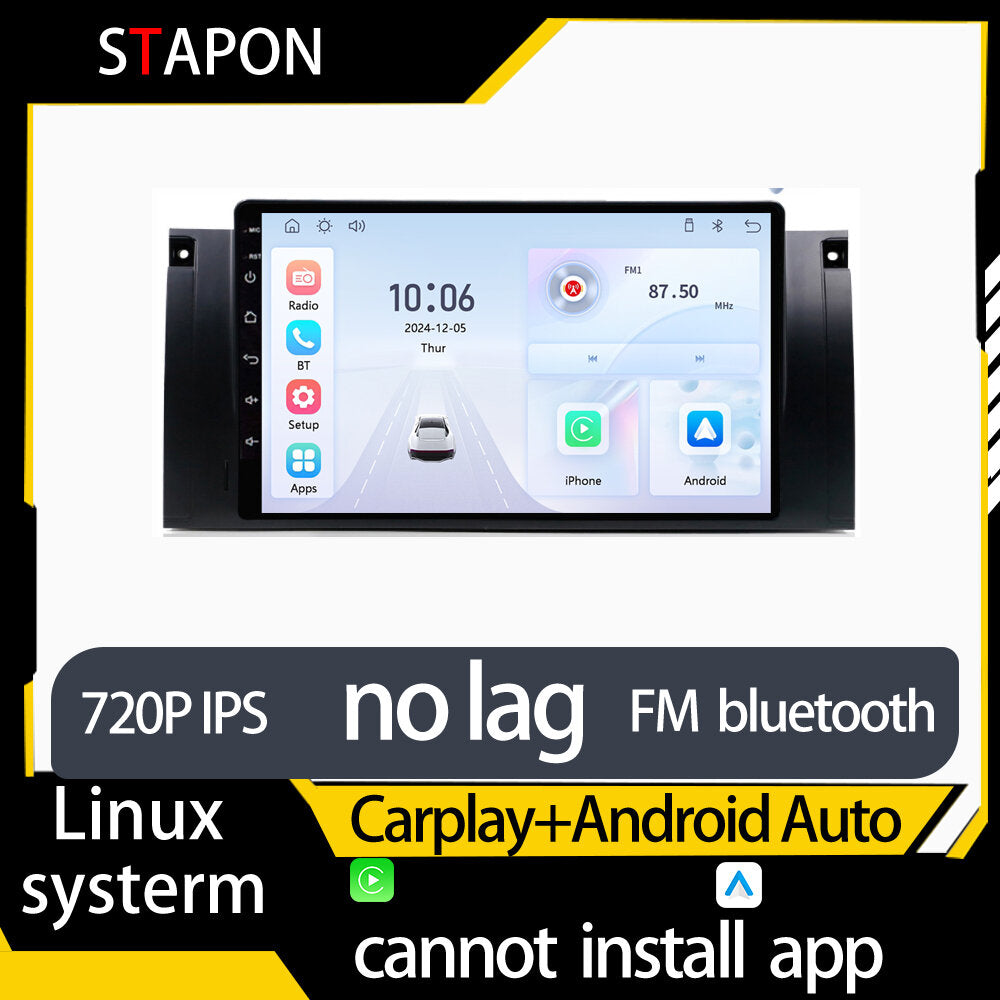 STAPON 9inch for bmw e39 linux mp5 with carplay android auto fm 1280x720p ips screen mirror link touch screen steering control L5
