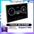 STAPON 13inch 6+64G android16 1920x1200p 2k screen carplay android auto OCTA CORE support 360camera car android headunit car android stereo WiFi Bluetooth 5.0 GPS FM rear view S13